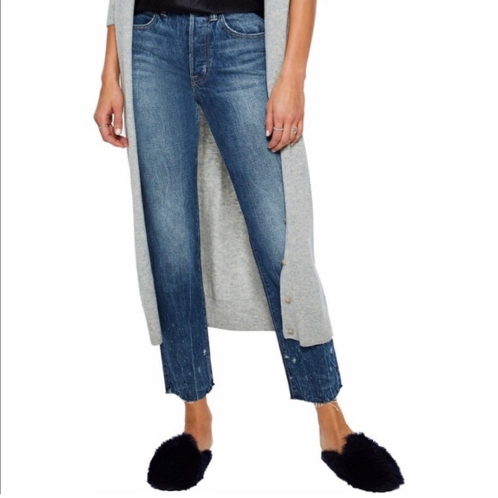 Helmut Lang High Rise Crop Slim Jeans in Light Jackhammer Wash Size 26